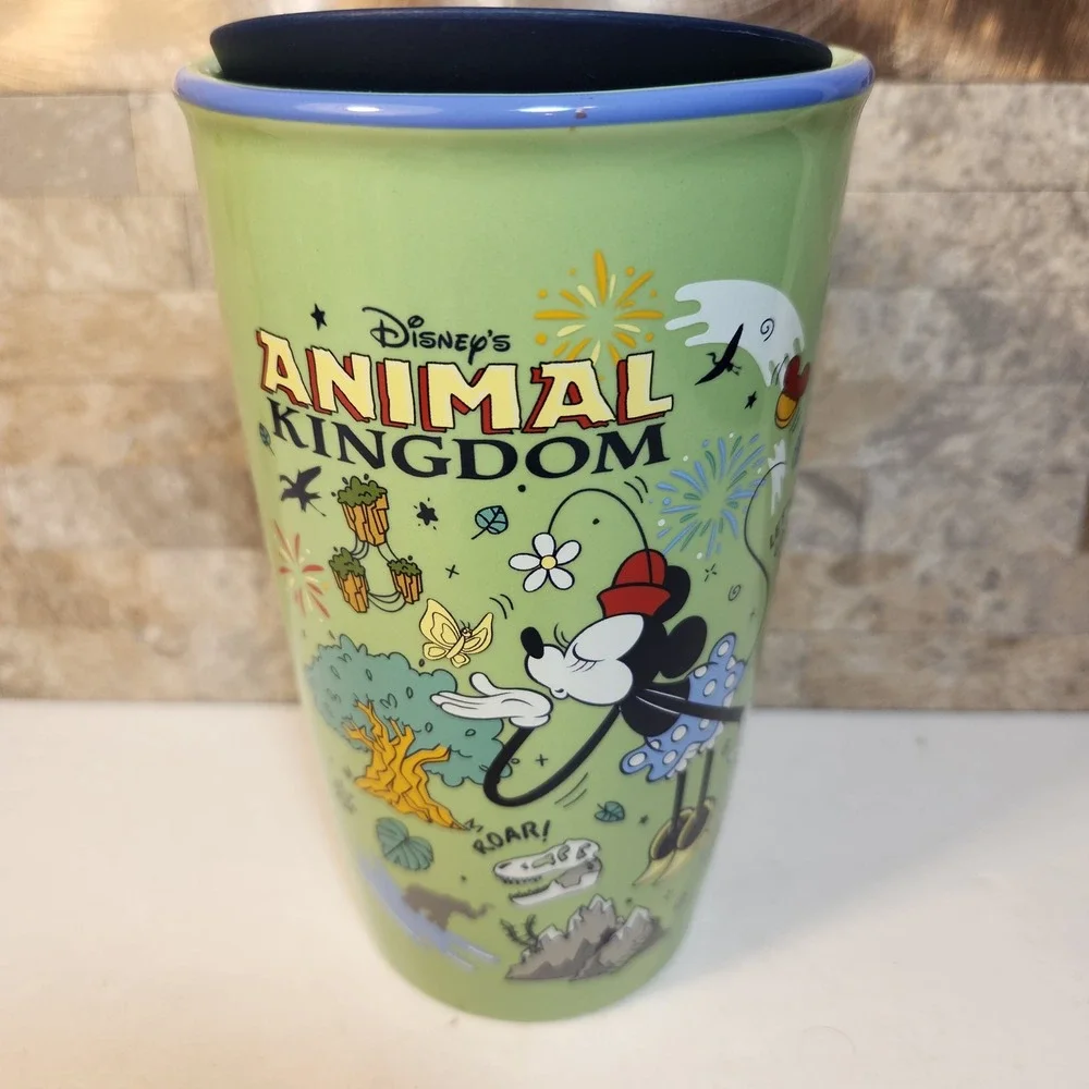 Starbucks Disney Animal Kingdom Ceramic Travel Tumbler Mug 12oz Minnie Mouse New